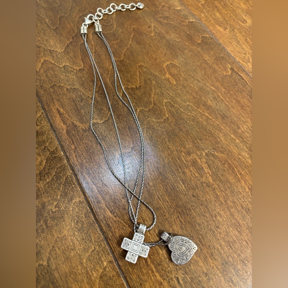 Vintage Brighton Silver Cross and Heart Pendant Necklace - Picture 5 of 7
